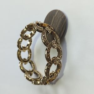 Vintage MONET Gold Crystal Shiny Stretch Bracelet